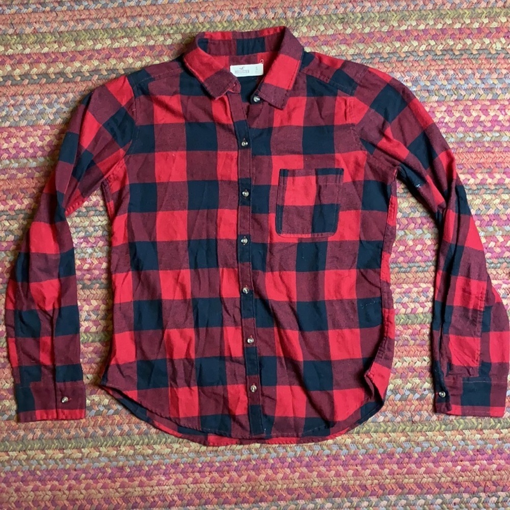 RED BUFFALO PLAID LONG SLEEVE FLANNEL BUTTON UP